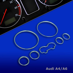 Вставки в панель приборов Audi A6 1997-2004. Хром