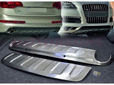 Защита переднего и заднего бампера Ауди Audi Q7 2009-2014.