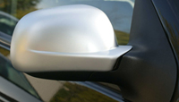 Накладки зеркал VW Golf 4, Bora, Passat B5/B5+ (модели без повторителей поворота на зеркалах). Матовое покрытие - полированный алюминий.