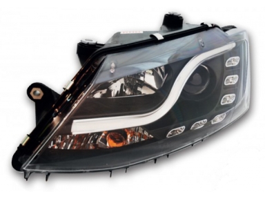 Sonar. Для Фольксваген Джетта VW Jetta (с 2011). Комплект передних фар с яркими диодными ходовыми огнями, как в оригинальных штатных фарах, черные.