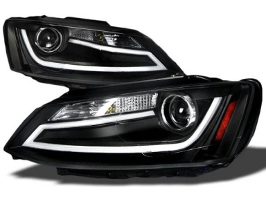 Для Фольксваген Джетта VW Jetta (с 2011). Передние фары , черные, с ярким CCFL-габаритом.