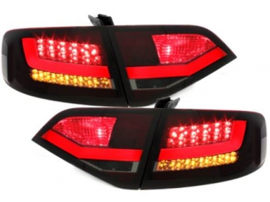  Задние фонари Ауди А4 В8 (Audi A4 B8 2008-2012) седан, тюнинг, светодиодные, красно-тонированные. Вместо штатных диодных фонарей.